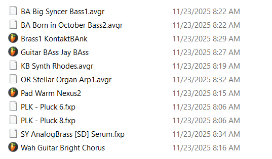 محتویات پوشه پریست ها