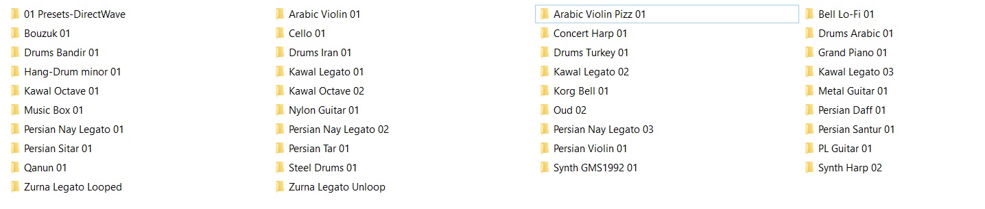 محتویات پکیج سمپل های شرقی